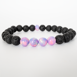 Lilac Galaxy Opalescence & Lava Stone Beaded Bracelet