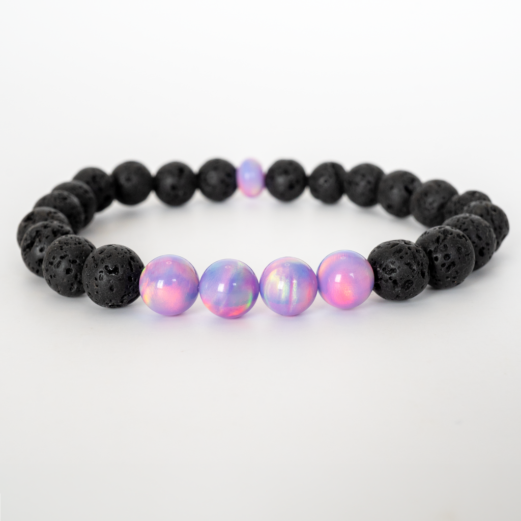 Opal Bracelet Lilac Galaxy Opalescence Lava Stone Beaded Bracelet The Opal Dealer