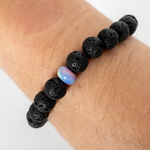 Lilac Galaxy Opalescence & Lava Stone Beaded Bracelet