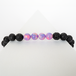 Lilac Galaxy Opalescence & Lava Stone Beaded Bracelet