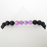 Lilac Galaxy Opalescence & Lava Stone Beaded Bracelet