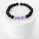 Lilac Galaxy Opalescence & Lava Stone Beaded Bracelet