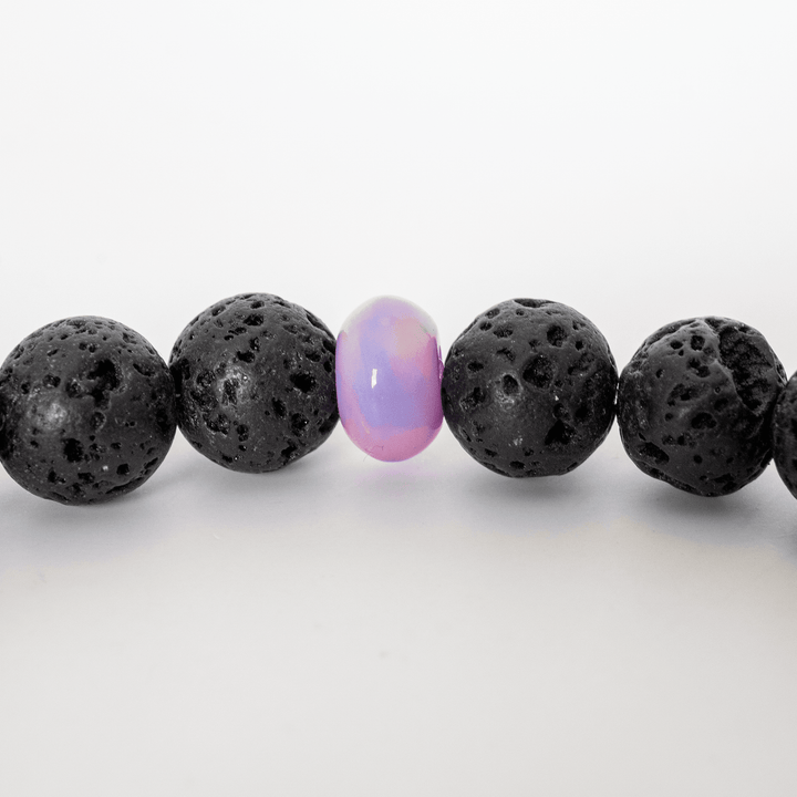 Lilac Galaxy Opalescence & Lava Stone Beaded Bracelet - The Opal Dealer