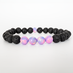 Lilac Galaxy Opalescence & Lava Stone Beaded Bracelet