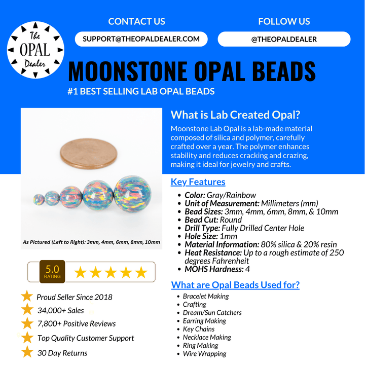 Moonstone Opal Craft Beads - The Opal Dealer