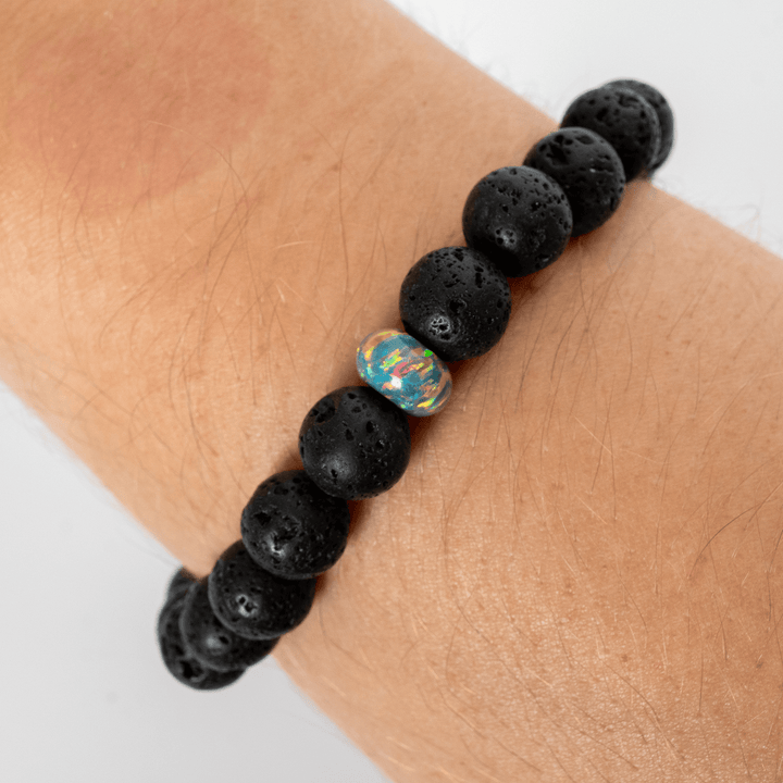 Moonstone Opal & Lava Stone Beaded Bracelet - The Opal Dealer
