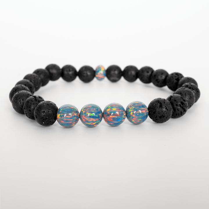 Moonstone Opal & Lava Stone Beaded Bracelet - The Opal Dealer
