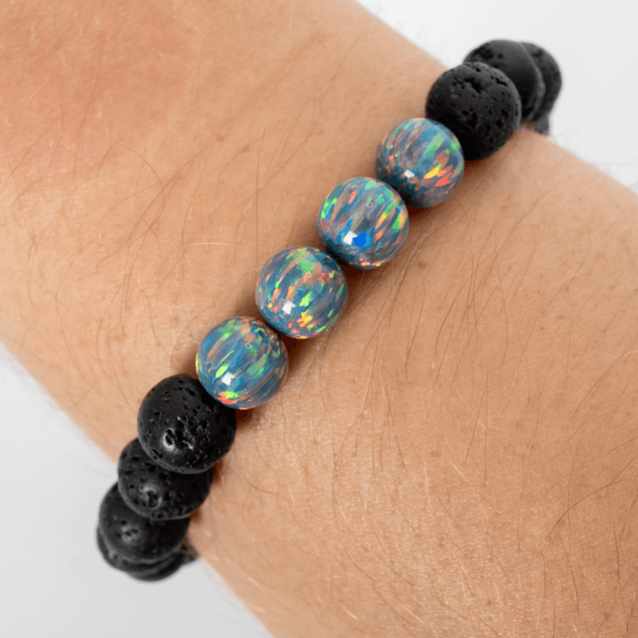 Moonstone Opal & Lava Stone Beaded Bracelet - The Opal Dealer