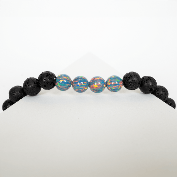 Moonstone Opal & Lava Stone Beaded Bracelet - The Opal Dealer