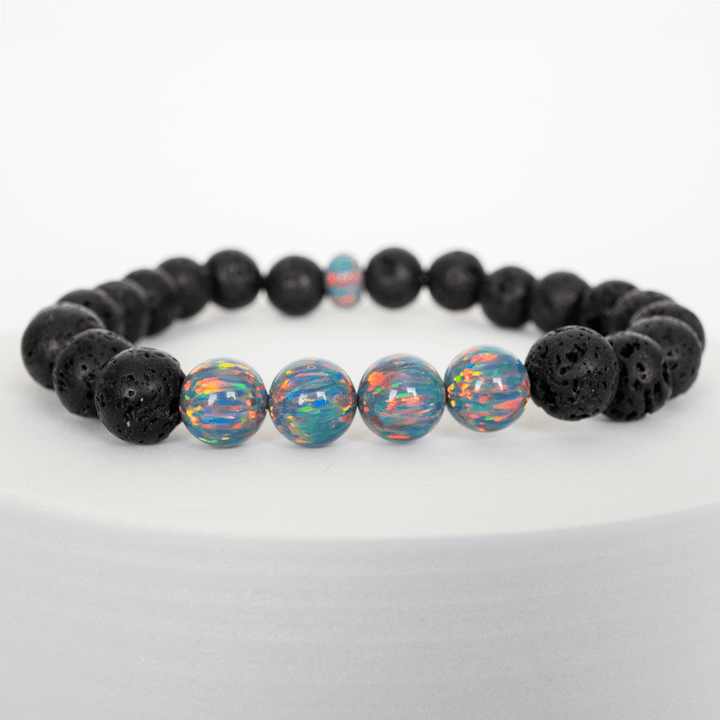 Moonstone Opal & Lava Stone Beaded Bracelet - The Opal Dealer