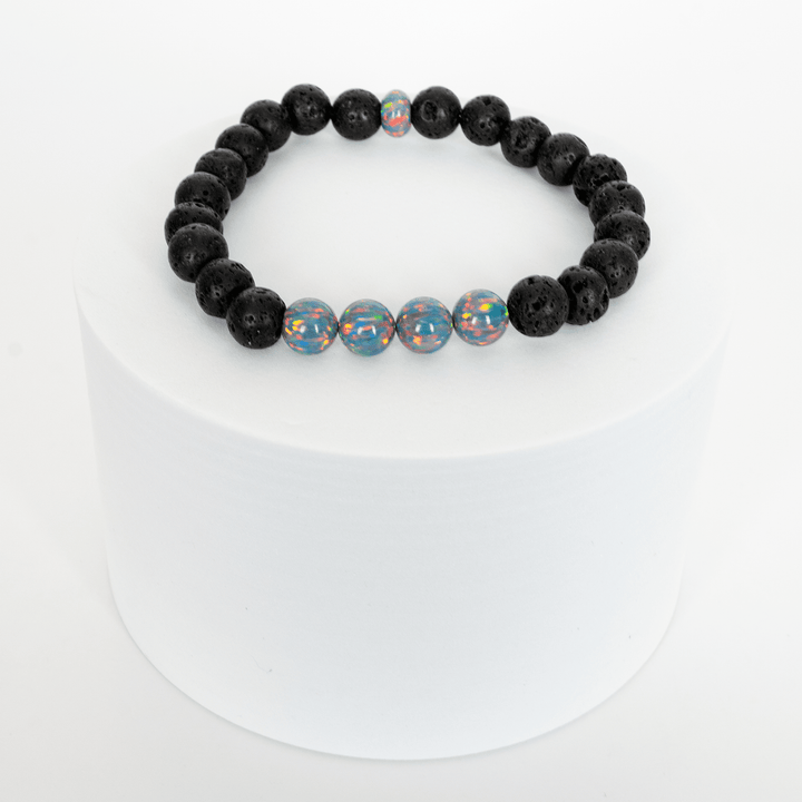 Moonstone Opal & Lava Stone Beaded Bracelet - The Opal Dealer