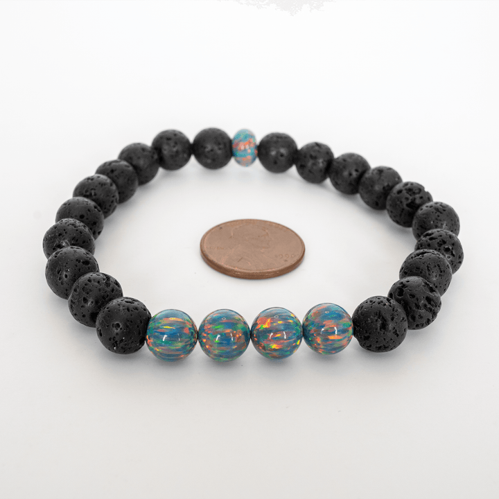 Moonstone Opal & Lava Stone Beaded Bracelet - The Opal Dealer