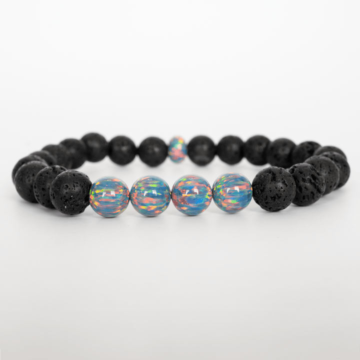 Moonstone Opal & Lava Stone Beaded Bracelet - The Opal Dealer