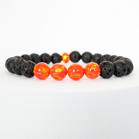 Nectar Opal & Lava Stone Beaded Bracelet
