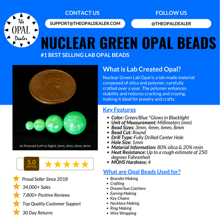 Nuclear Green Opal Craft Beads - The Opal Dealer