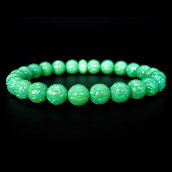 Nuclear Green Glow Opal Beaded Bracelet - The Opal Dealer