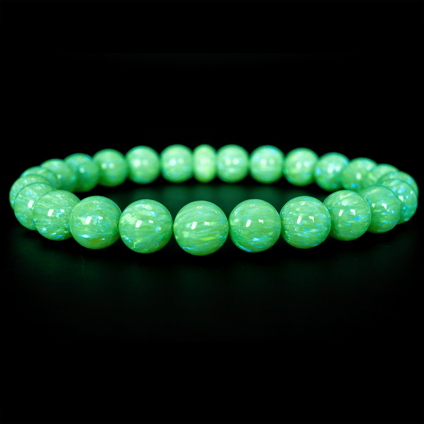 Nuclear Green Glow Opal Beaded Bracelet - The Opal Dealer