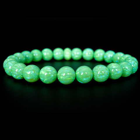 Nuclear Green Glow Opal Beaded Bracelet