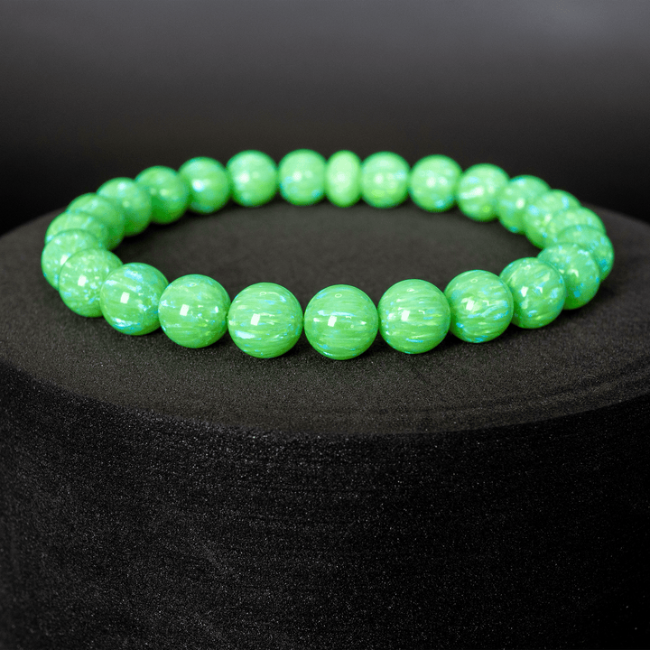 Nuclear Green Glow Opal Beaded Bracelet - The Opal Dealer