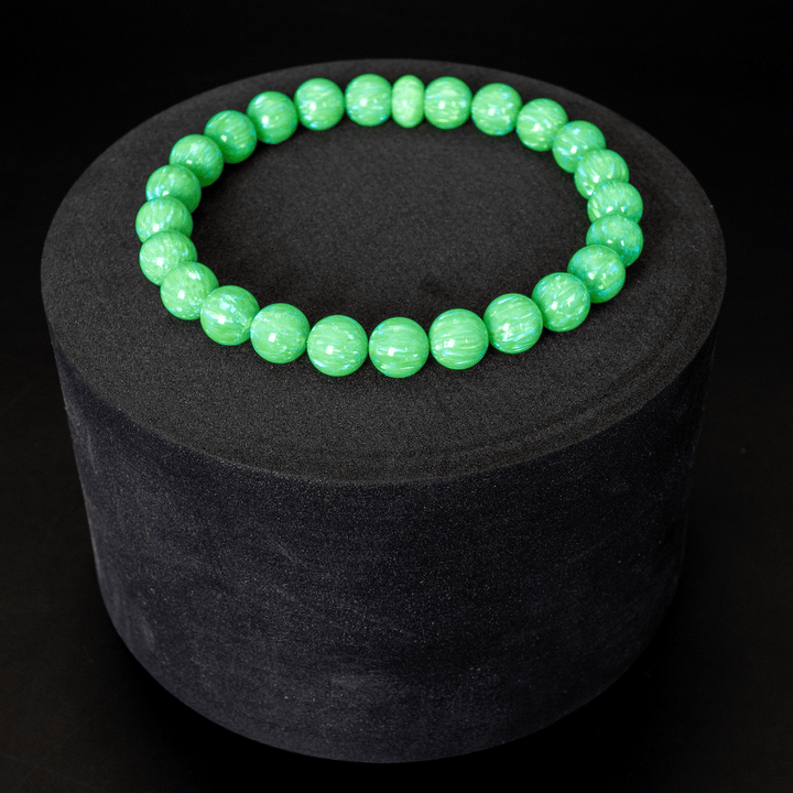 Nuclear Green Glow Opal Beaded Bracelet - The Opal Dealer