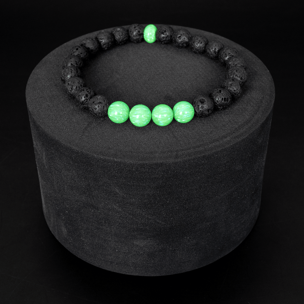 Nuclear Green Astral Opal™ & Lava Stone Bracelet – The Opal Dealer