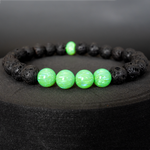 Nuclear Green Opal & Lava Stone Beaded Bracelet