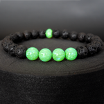 Nuclear Green Opal & Lava Stone Beaded Bracelet - New Design