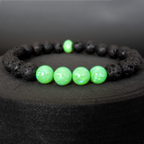 Nuclear Green Opal & Lava Stone Beaded Bracelet