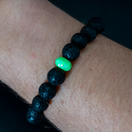 Nuclear Green Opal & Lava Stone Beaded Bracelet