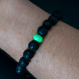 Nuclear Green Opal & Lava Stone Beaded Bracelet