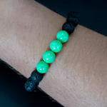 Nuclear Green Opal & Lava Stone Beaded Bracelet