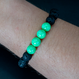 Nuclear Green Opal & Lava Stone Beaded Bracelet - New Design