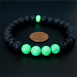 Nuclear Green Opal & Lava Stone Beaded Bracelet