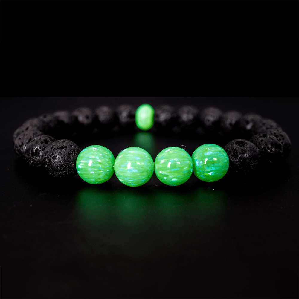 Nuclear Green Astral Opal™ & Lava Stone Bracelet – The Opal Dealer