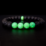Nuclear Green Opal & Lava Stone Beaded Bracelet