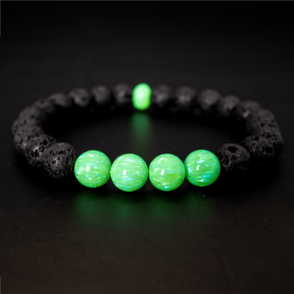 Nuclear Green Astral Opal™ & Lava Stone Bracelet – The Opal Dealer