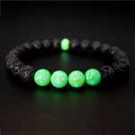 Nuclear Green Opal & Lava Stone Beaded Bracelet