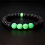 Nuclear Green Opal & Lava Stone Beaded Bracelet
