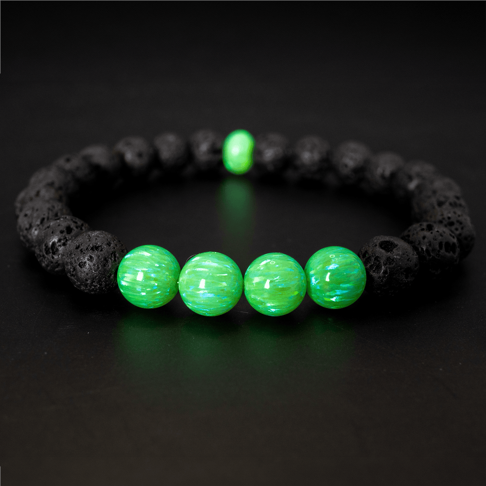 Nuclear Green Astral Opal™ & Lava Stone Bracelet – The Opal Dealer