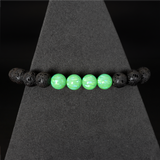 Nuclear Green Opal & Lava Stone Beaded Bracelet - New Design