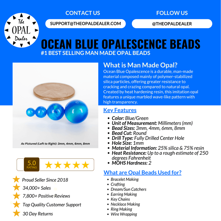 Ocean Blue Opalescence Craft Beads - The Opal Dealer