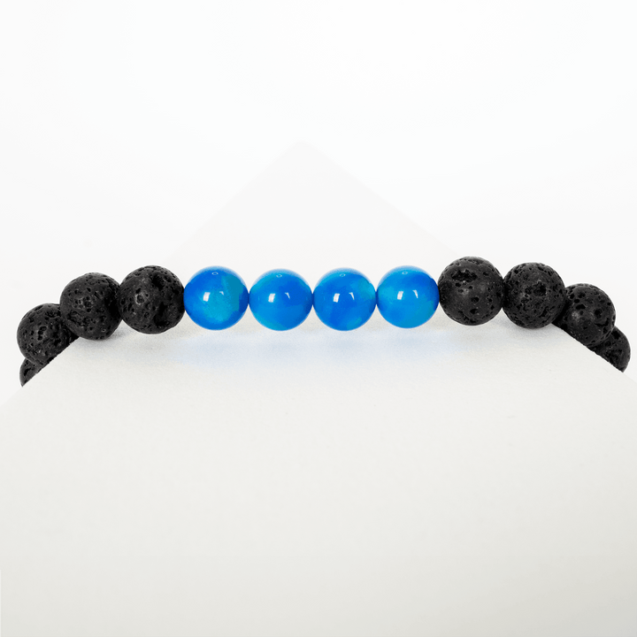 Ocean Blue Opalescence & Lava Stone Beaded Bracelet - The Opal Dealer