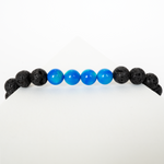 Ocean Blue Opalescence & Lava Stone Beaded Bracelet