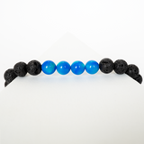 Ocean Blue Opalescence & Lava Stone Beaded Bracelet