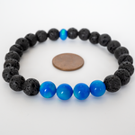 Ocean Blue Opalescence & Lava Stone Beaded Bracelet