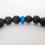 Ocean Blue Opalescence & Lava Stone Beaded Bracelet