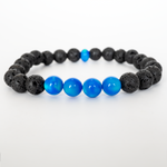 Ocean Blue Opalescence & Lava Stone Beaded Bracelet