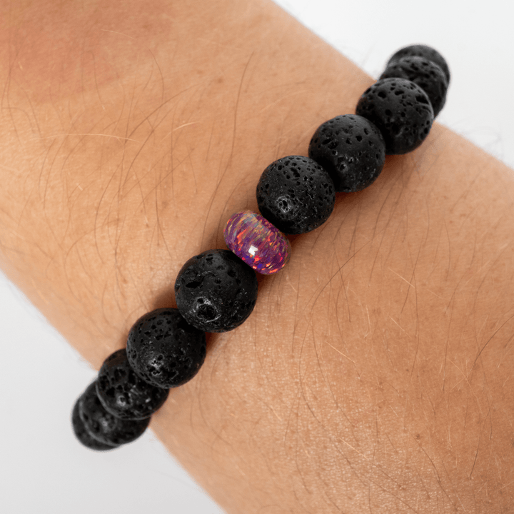 Orchid Opal & Lava Stone Beaded Bracelet - The Opal Dealer