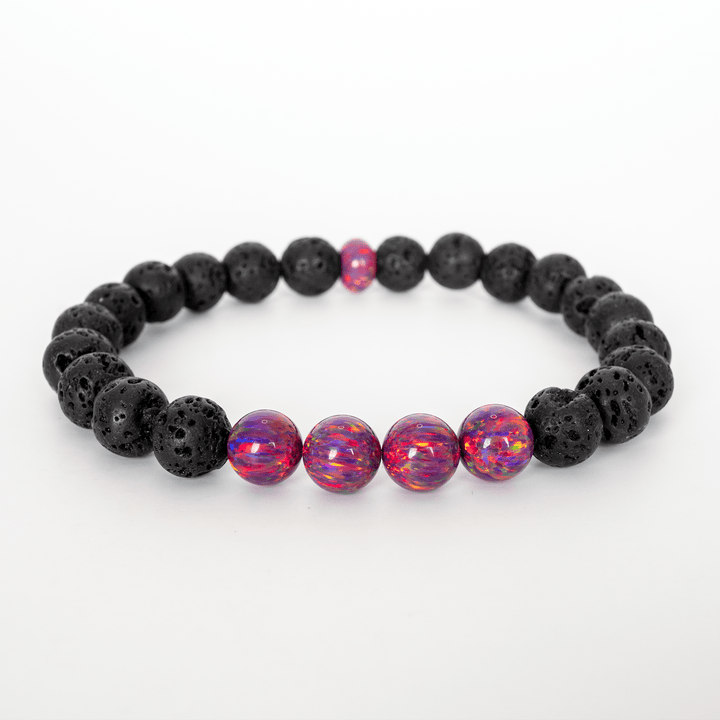 Orchid Opal & Lava Stone Beaded Bracelet - The Opal Dealer
