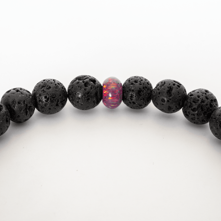 Orchid Opal & Lava Stone Beaded Bracelet - The Opal Dealer